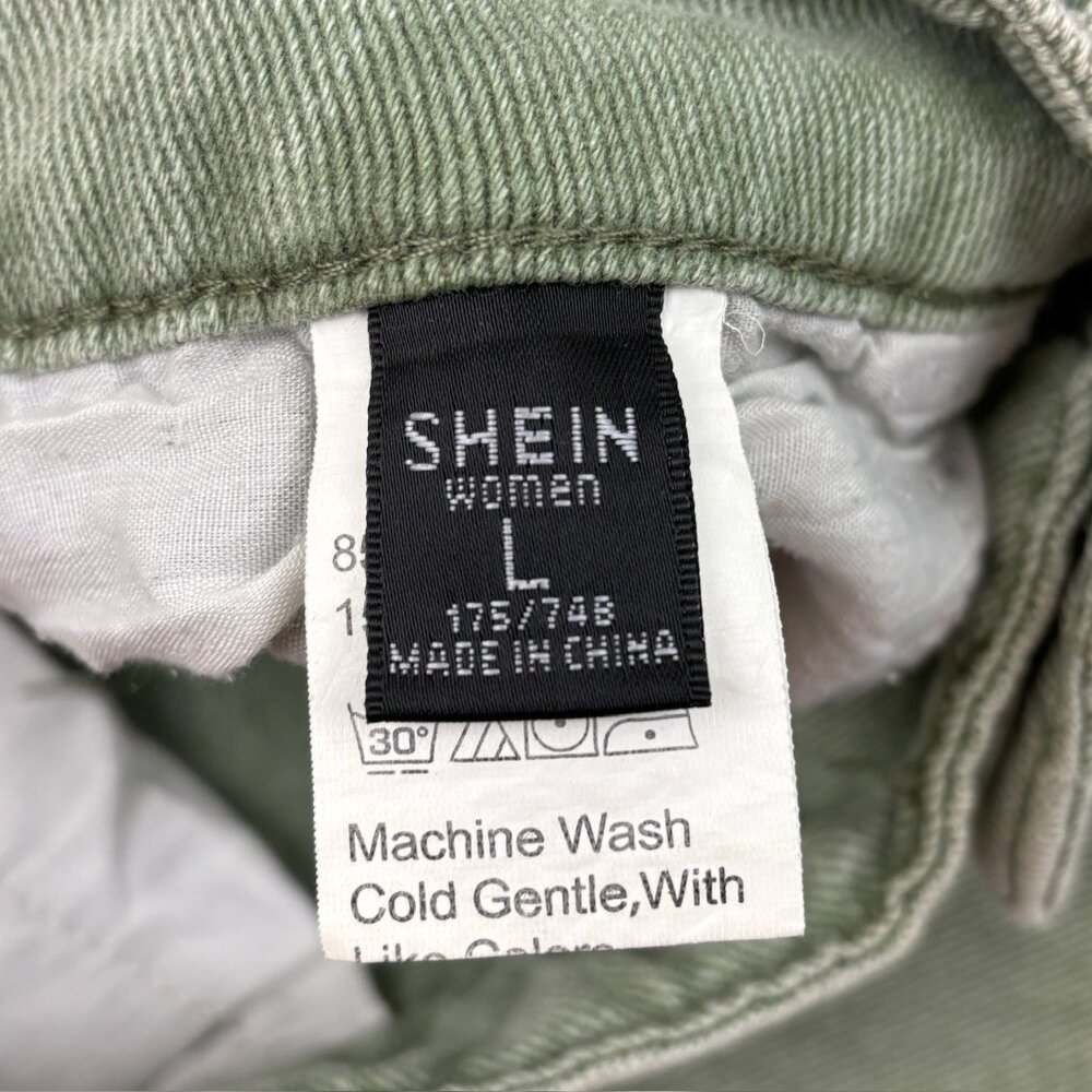 Shein Wide Leg Women's size L Green Denim Jeans‎ - Picture 2 of 4